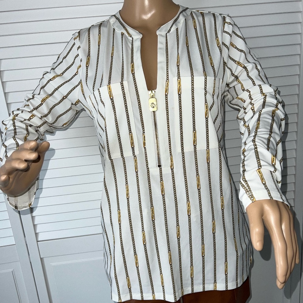 Gold Half Zipper Michael Kors Top